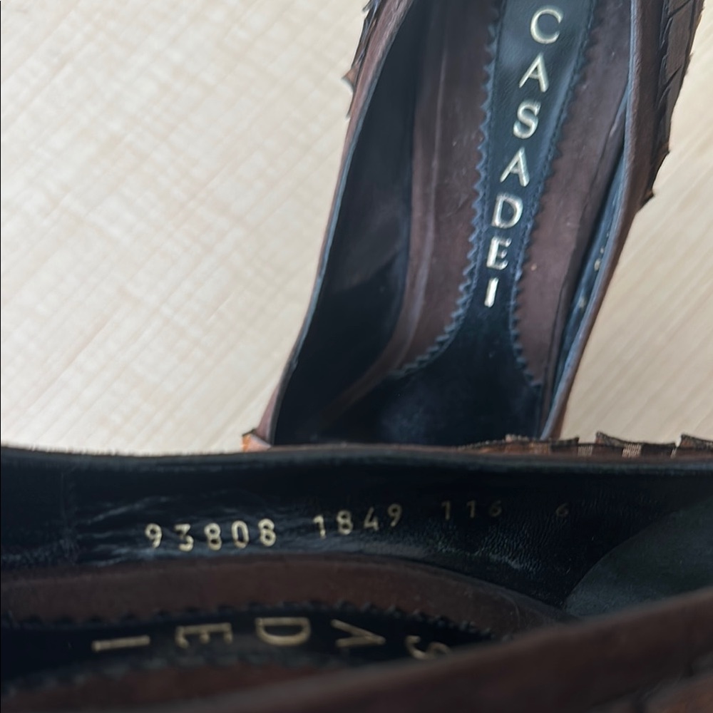 Casadei Brown Elegant Heels with Bow Detail - Picture 8 of 10